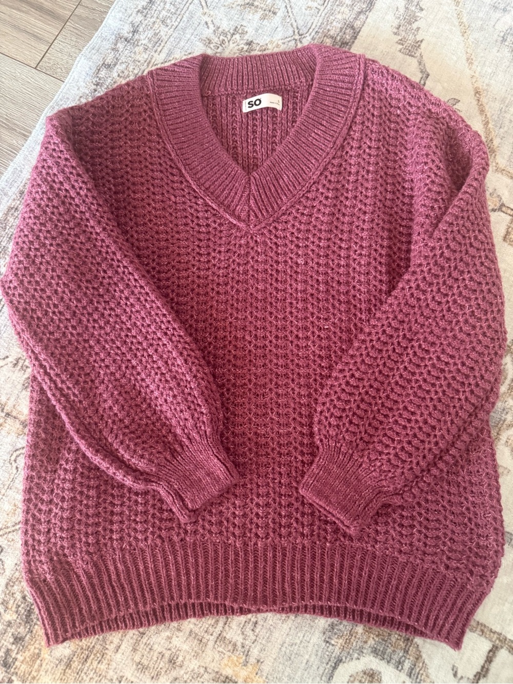 SO Women's V-Neck Sweater in Dusty Rose Pink